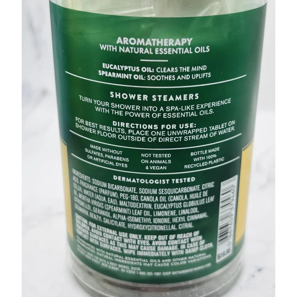 Bath & Body Works Aromatherapy Eucalyptus Spearmint Shower Steamers 6 Tablets